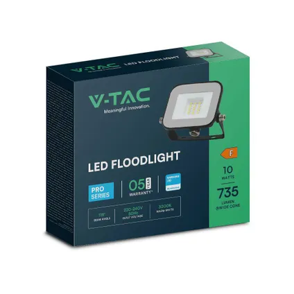 Projecteurs LED noirs V-TAC VT-44010 - Samsung - IP65 - 10W - 735 Lumens - 4000K - 5 ans 10