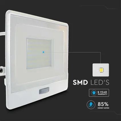 Projecteurs LED avec détecteur PIR V-TAC VT-158S-1-W - Samsung - IP65 - Blanc - 50W - 4000 Lumens - 3000K - 5 ans 2