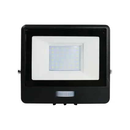 V-TAC VT-138S-B Projecteurs LED avec capteur PIR - Noir - Samsung - IP65 - 30W - 2340 Lumens - 4