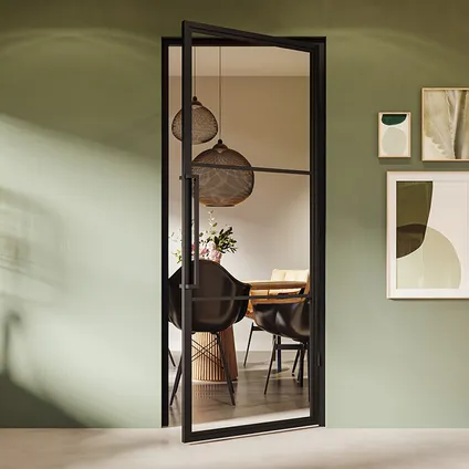 Loftdeur - Stalen Deur - Binnendeur Helder Glas - Zwart - Incl. Kozijn - 211.5xx83 cm 2