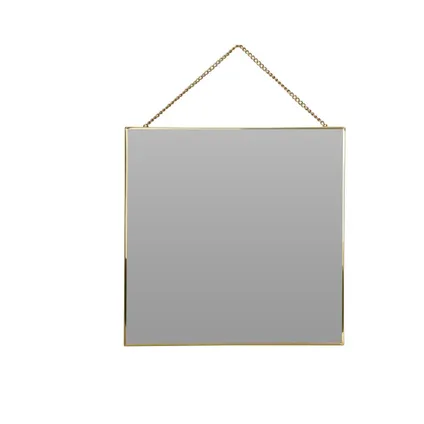 Set 3 Vierkante Spiegels met ophangketting 20/30/35 cm - Goud 2