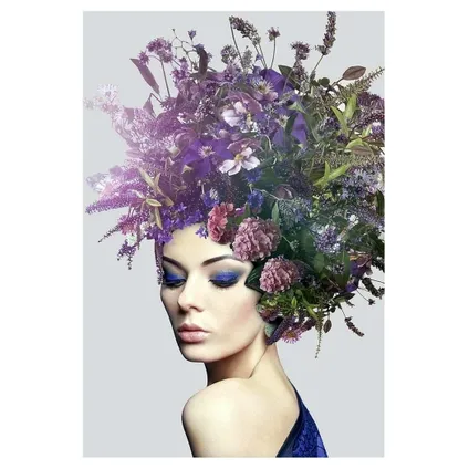 Ter Halle® Glass Painting 80 x 120 cm | Flowerlady de fleur violet foncé 3