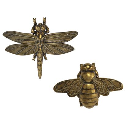 Set van 2 gouden vliegende insecten