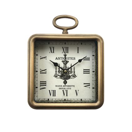 Horloge carrée dorée 20 x 26 cm