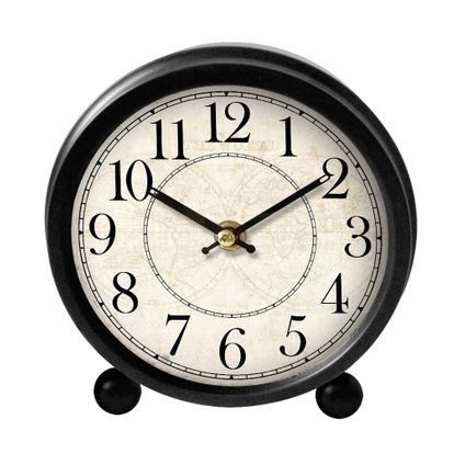 Horloge de bureau ronde noire 15,5 x 20 x 5 cm