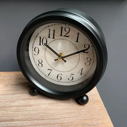 Horloge de bureau ronde noire 15,5 x 20 x 5 cm 2