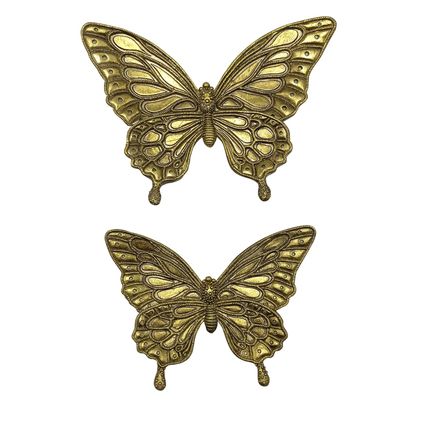 Set van 2 gouden vlinders