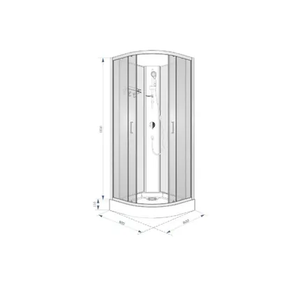 Cabine de douche complète Sanifun Romy 800 x 800 sans silicone 4