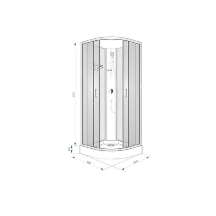 Cabine de douche complète Sanifun Steff 800 x 800 sans silicone 7