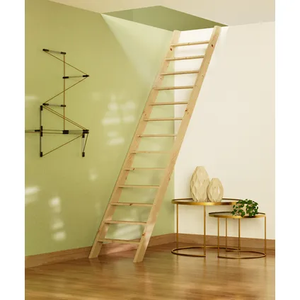 Sogem - Molenaarstrap Pioen - 275x50 cm - houten trap - met leuning - ruimtebesparend 5