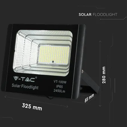 V-TAC VT-100W Zwarte Solar schijnwerpers - 35W -IP65 - 2450 Lumen - 4000K 7