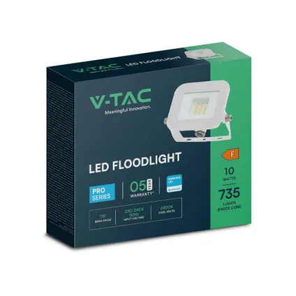 V-TAC VT-44010-W Witte LED Schijnwerpers - Samsung - IP65 - 10W - 735 Lumen - 6500K - 5 Jaar 10