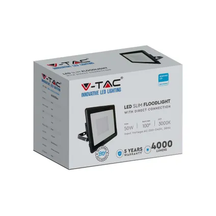 V-TAC VT-158 Zwarte LED Schijnwerpers - Samsung - IP65 - 50W - 4000 Lumen - 6500K - 5 Jaar 6