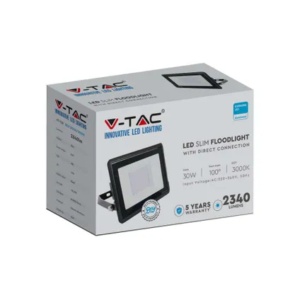 Projecteurs LED noirs V-TAC VT-138 - Samsung - IP65 - 30W - 2340 Lumens - 3000K - 5 ans 6