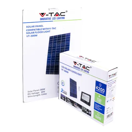 Projecteurs solaires noirs V-TAC VT-300W - 50W - IP65 - 4200 Lumens - 4000K 5