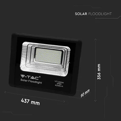 Projecteurs solaires noirs V-TAC VT-300W - 50W - IP65 - 4200 Lumens - 4000K 6