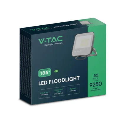 Projecteurs LED noirs V-TAC VT-4456 - 185lm/w - IP65 - 50W - 9250 Lumens - 6500K 10
