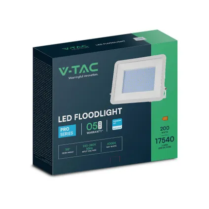 V-TAC VT-44200-W Witte LED Schijnwerpers - Samsung - IP65 - 200W - 17540 Lumen - 6500K - 5 Jaar 10