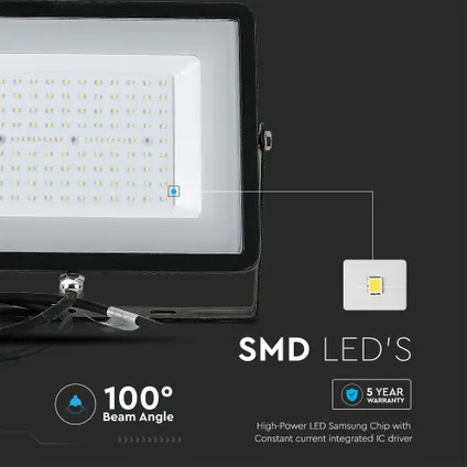 Projecteurs LED noirs V-TAC VT-100-B-N - Samsung - IP65 - 100W - 8200 Lumens - 4000K - 5 ans 2