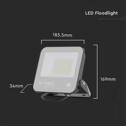 V-TAC VT-4455-B Zwarte LED Schijnwerpers - Samsung - IP65 - 50W - 5740 Lumen - 4000K - 5 Jaar 4