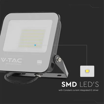 V-TAC VT-4455-B Zwarte LED Schijnwerpers - Samsung - IP65 - 50W - 5740 Lumen - 4000K - 5 Jaar 5