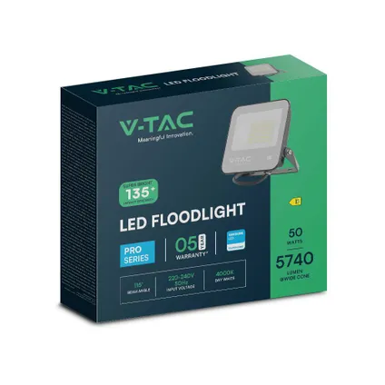 V-TAC VT-4455-B Zwarte LED Schijnwerpers - Samsung - IP65 - 50W - 5740 Lumen - 4000K - 5 Jaar 10