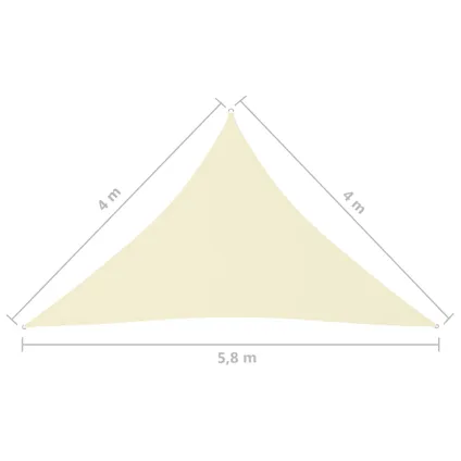 vidaXL Zonnescherm driehoekig 4x4x5,8 m oxford stof crèmekleurig 7