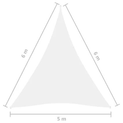 vidaXL Zonnescherm driehoekig 5x6x6 m oxford stof wit 7