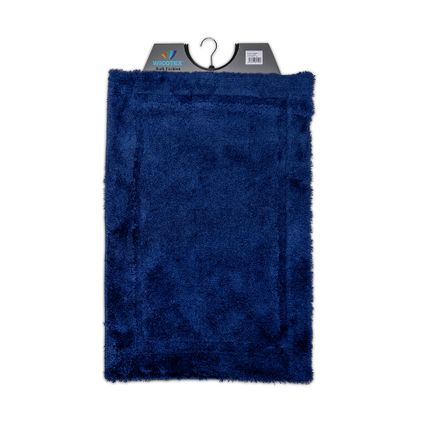 Wicotex - Tapis de bain Bleu foncé - Fond antidérapant - Dimensions 60x90cm