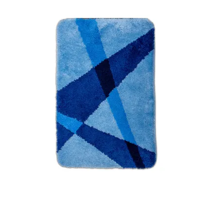 Wicotex - Badmat Blauw gestreept - Antislip onderkant - Afmeting 60x90cm 2