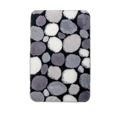 Wicotex - Badmat Zwart - Grijs - Wit stenen - Antislip onderkant - Afmeting 60x90cm 2