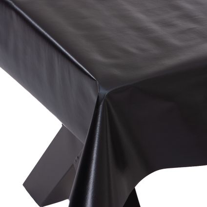 Wicotex - Tafelzeil - Kleur Zwart uni - Afmeting 140x240cm - Tafelkleed - Afneembaar - Afwasbaar