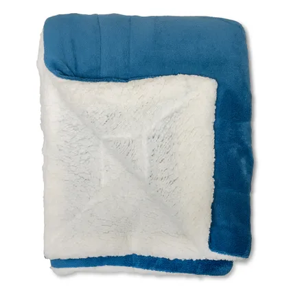 Wicotex-Plaid-couverture-Plaid Plaid Espoo Bleu 200x240cm avec Sherpa blanc à l'intérieur 2