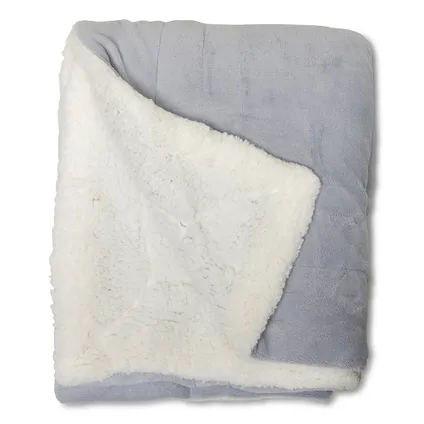 Wicotex-Plaid-couverture-plaid polaire Espoo Gris 150x200cm avec intérieur sherpa blanc 2