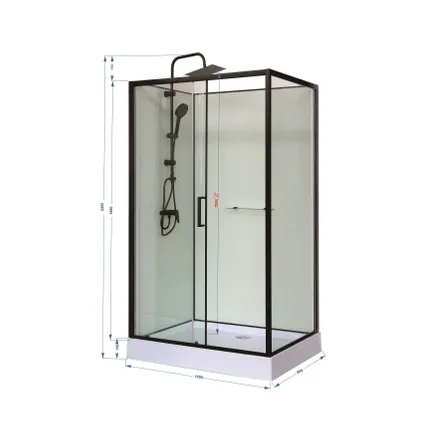 Sanifun cabine de douche complète Miranda 1200 x 900 sans silicone 9