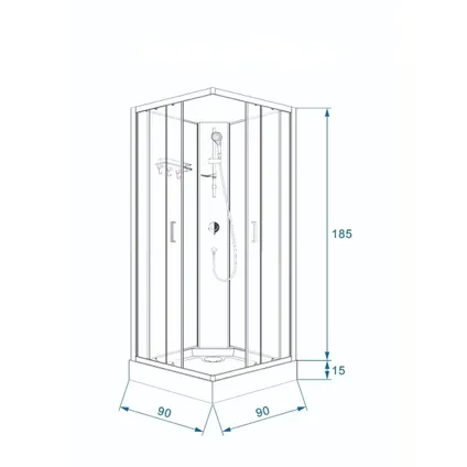 Cabine de douche complète Sanifun Martin 900 x 900 sans silicone 5