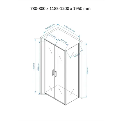 Sanifun cabine de douche Sebastiano 1200 x 800 Z verre dépoli 7