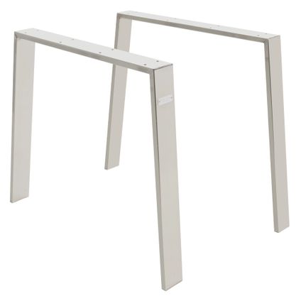 ML-Design Set 2x Loft tafelpoten 90x72 cm, Zilver, Profiel 8x2 cm, Roestvrij staal