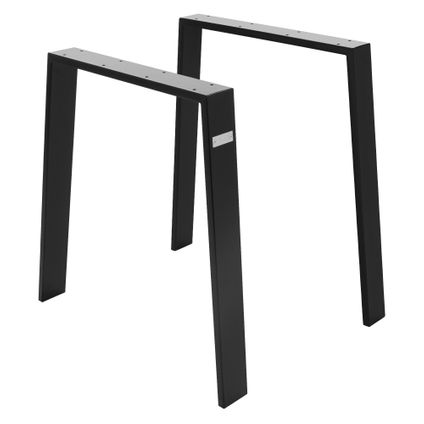 Jeu 2x Pieds de Table Loft ML-Design 75x72 cm, Noir, Profil 8x2 cm, Acier Inoxydable