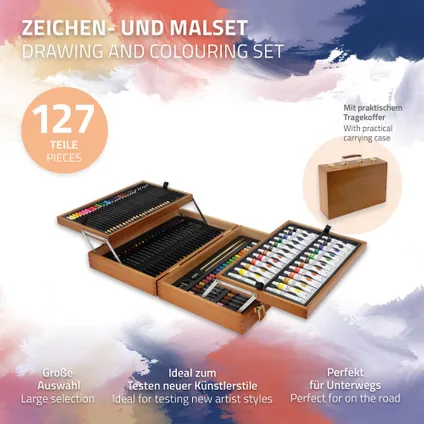 ECD Germany 127-delige schilderset met houten etui, XXL-kinderschilderkoffer 3