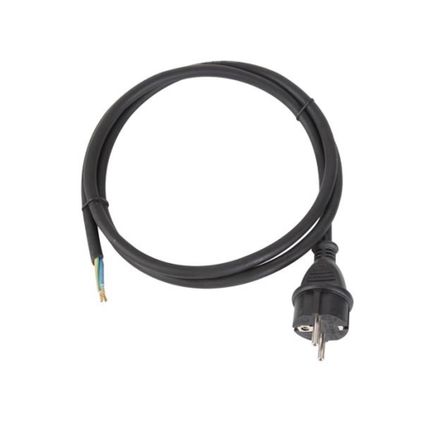 Perel Câble d'alimentation, H05RR-F 3G1.5, 1.5 m, 10 A/230 V, 3680 W, type E/F, usage intérieur, PVC, noir