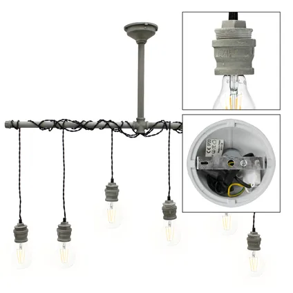 Lumineo ijzeren Hanglamp Industrieel 108cm - Grijs 4