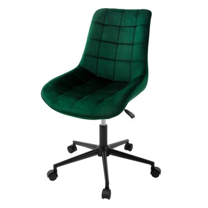 Chaise de Bureau ML-Design, Vert, en Velours, Réglable en Hauteur, Assise Rembourrée