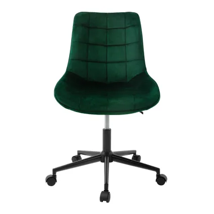Chaise de Bureau ML-Design, Vert, en Velours, Réglable en Hauteur, Assise Rembourrée 2