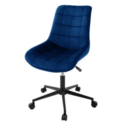 Chaise de Bureau ML-Design, Bleu, en Velours, Réglable en Hauteur, Assise Rembourrée