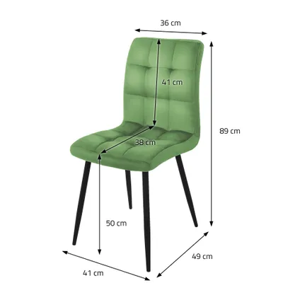 Chaise de salle à manger ML-Design set de 8, sauge, chaise de cuisine avec revêtement en velours 7