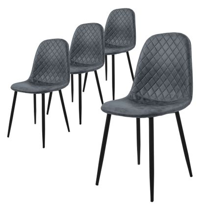 Chaise de salle à manger ML-Design, Lot de 4, Anthracite en similicuir avec pieds en métal