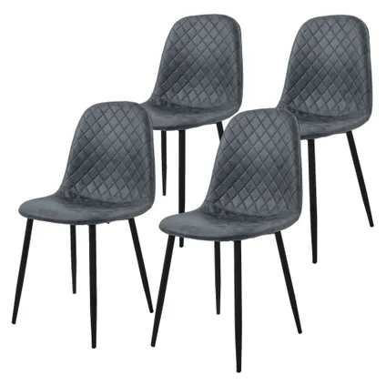 Chaise de salle à manger ML-Design, Lot de 4, Anthracite en similicuir avec pieds en métal 2