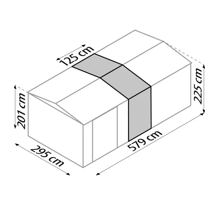 Globel overkapping uitbreidingsmodule Worker & Parker - antraciet - b125xd308xh225cm 17