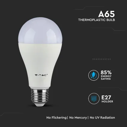 Ampoule LED E27 V-TAC VT-215 - 15W - Blanc chaud - 3000K - SMD - Samsung - Blanc - 66.5x134mm - IP20 - Lot - de 5